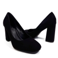 Czółenka Szpilki na Słupku Czarne Zamszowe Marie