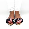 MO001 Meliski Baleriny Czarne Kwiaty  floral