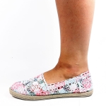 Espadryle Białe Koronkowe w Kwiaty 