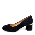Czółenka Czarne Zamszowe na Niskim Słupku Charlotte