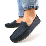 Granatowe Ażurowe Mokasyny Noel 