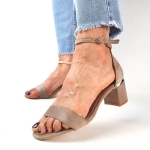 Sandały Beżowe Na Niskim Słupku Kendall