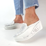 Klapki na Koturnie Białe Srebrne Artiker 50C1892  