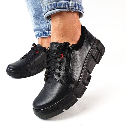 SP090 Buty Sportowe Skóra Naturalna Czarne Półbuty Nuwell 235 (2).jpg