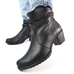  Botki Skórzane Czarne na Słupku Polski Producent 5862