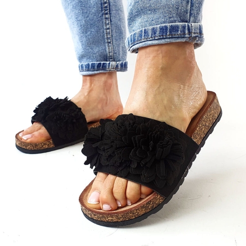 K215 Klapki z Profilowaną Podeszwą i Ozdobnymi Kwiatkami Lustilla (4).jpg