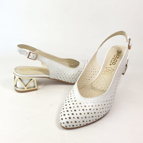 SA188 Sandały Na Niskim Słupku Skórzane Białe z ozdbnym obcasem DiMarco 2503.jpg