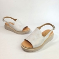 SA197 Sandały Na Niskim Koturnie Beż  Platyna Skórzane 7814 (3).jpg