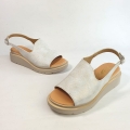 SA197 Sandały Na Niskim Koturnie Beż  Platyna Skórzane 7814 (4).jpg
