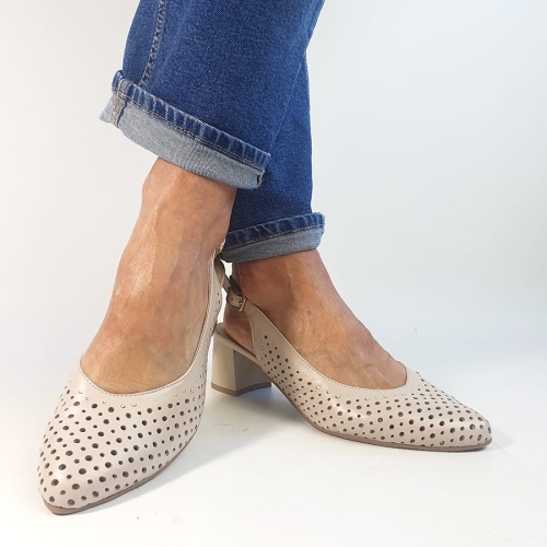 SA198 Sandały Na Niskim Słupku Skórzane Beżowe Ażurowe Di Marco 2524 (8).jpg