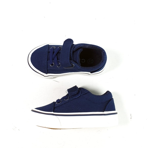 DZ196 Czarne Trampki Granatowe przed Kostkę z Rzepem i Ozdobnym Sznurowaniem Areda (1).jpg