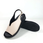 Sandały Beżowe Skórzane Na Niskiej Platformie Nano 7626 