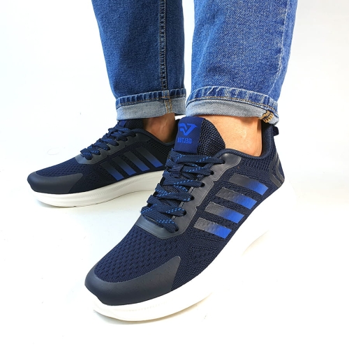 Granatowe Buty Sportowe Snekaersy z Ozdobnymi Paskami Dova  (1).jpg