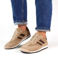 Beżowe Sneakersy z Dwoma Paskami Evilirea