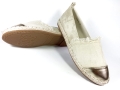 E008 Lniane Espadryle Złoto Beżowe Trampki slip on