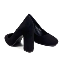 Czółenka Szpilki na Słupku Czarne Zamszowe Marie