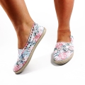 E019 Espadryle Białe Koronkowe w Kwiaty trampki z koronki