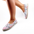 E019 Espadryle Białe Koronkowe w Kwiaty, trampki z koronki