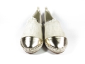 E008Lniane Espadryle Złoto Beżowe Trampki slip on