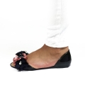 MO001 Meliski Baleriny Czarne Kwiaty  floral