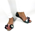 MO001 Meliski Baleriny Czarne Kwiaty  floral