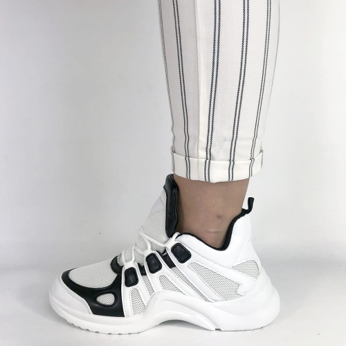 SP039 Buty Sportoer Białe Czarne Sneakersy Trampi (5).JPG