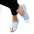 E014  Lniane Espadryle Niebieskie Trampki Slip on