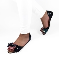 Meliski Baleriny Czarne Kwiaty  floral